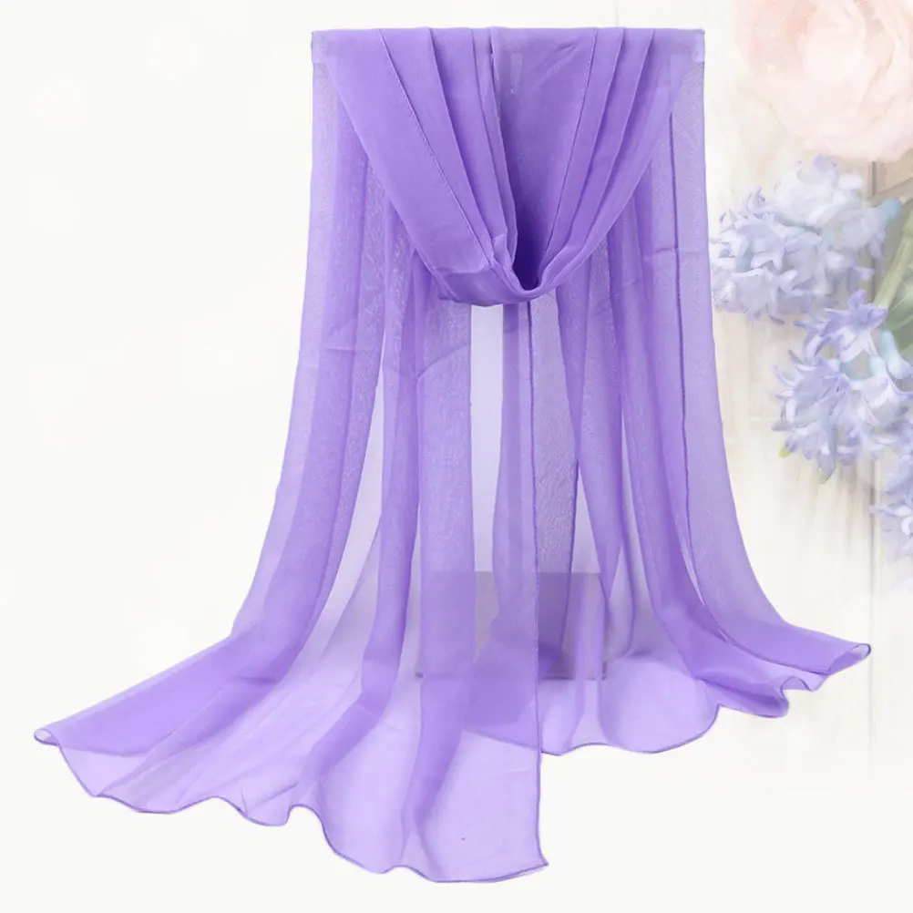 وشاح بلون سادة مقاس 160 × 50 سم أرجواني فاخر من البوليستر للحماية من الشمس للنساء خفيف الوزن للسفر على الشاطئ ثنائي الغرض #3