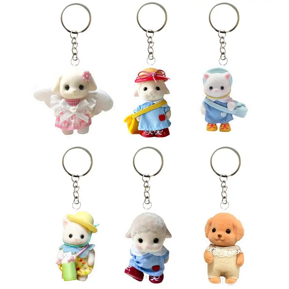 Sylvanians 가족 아크릴 키체인, 양면 만화 애니메이션 키체인, 가방 배낭 펜던트 액세서리, 키링 팬 선물