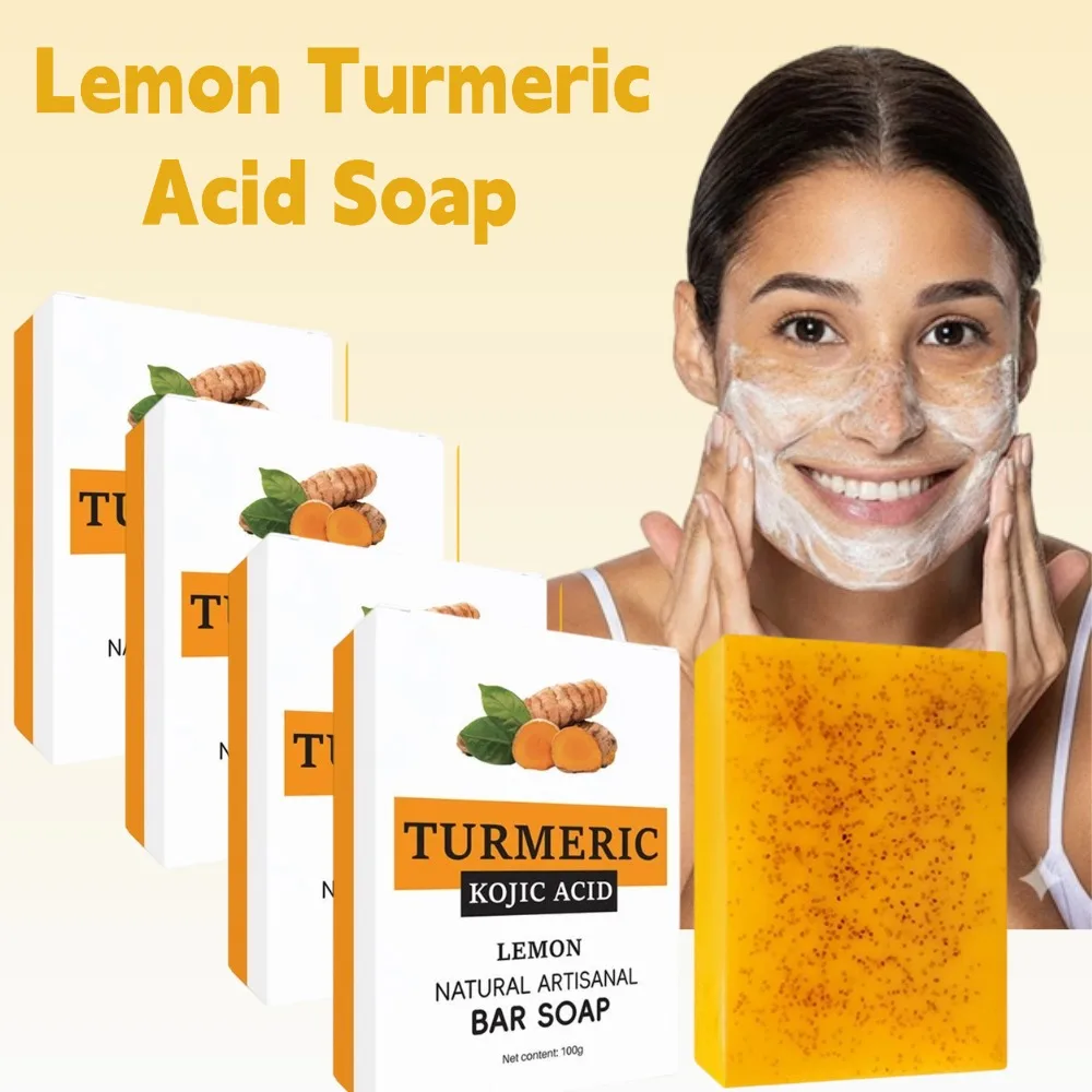 

1/2/3/5pcs Lemon Turmeric Acid Soap Deep Cleansing Moisturizing for Face and Body Lightening Face Remove Pimples Turmeric Soap