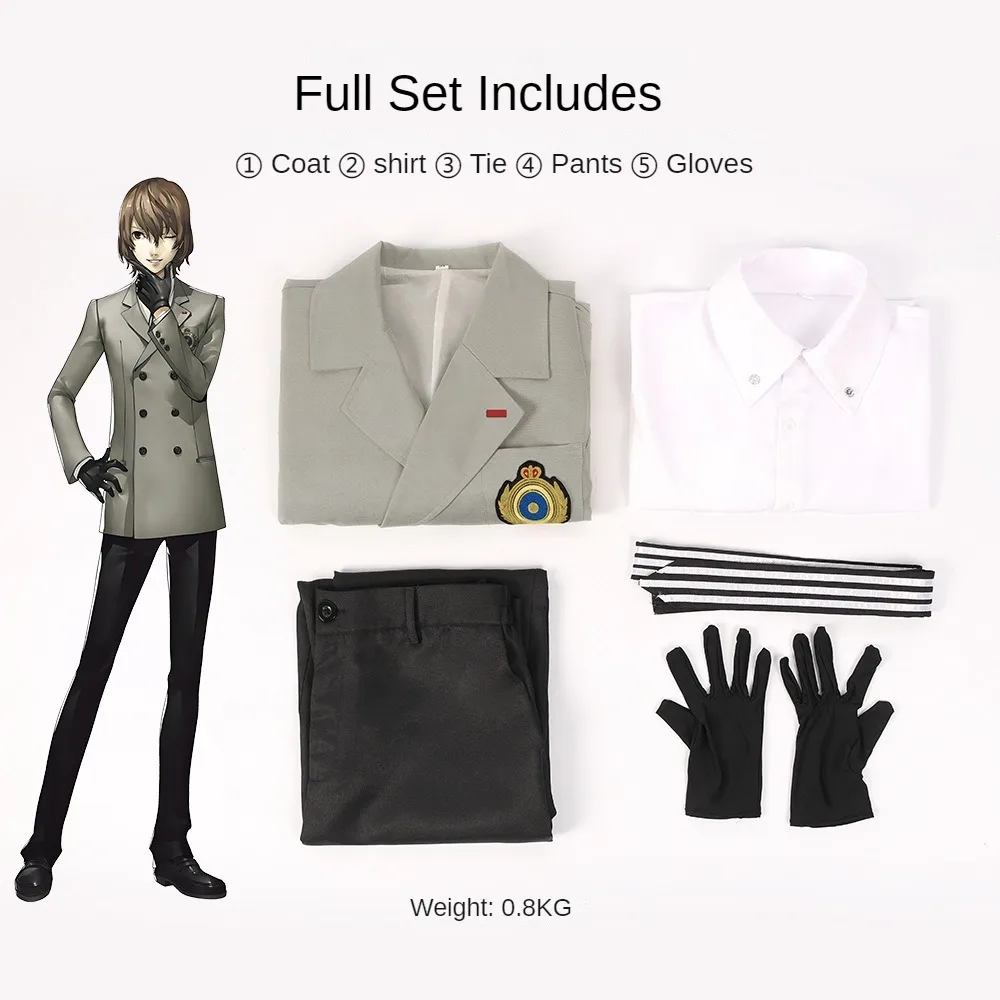 Persona 5 Goro Akechi Cosplay Costume School Uniform Suits Halloween Carnival Party Role Play Clothing Full Set for Adult Men