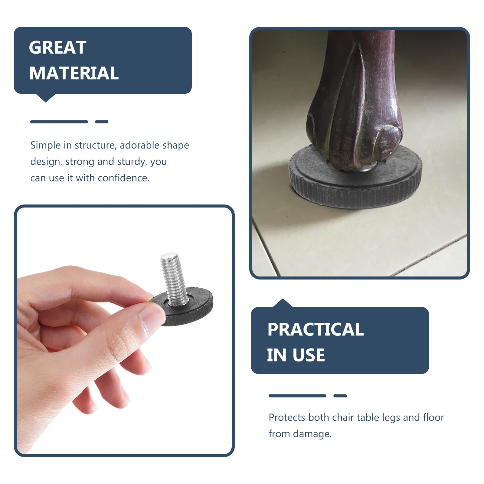 

24 Pcs Chair Adjustable Feet Support Levelers Screw in Furniture Leg Pad Cabinet Leveling