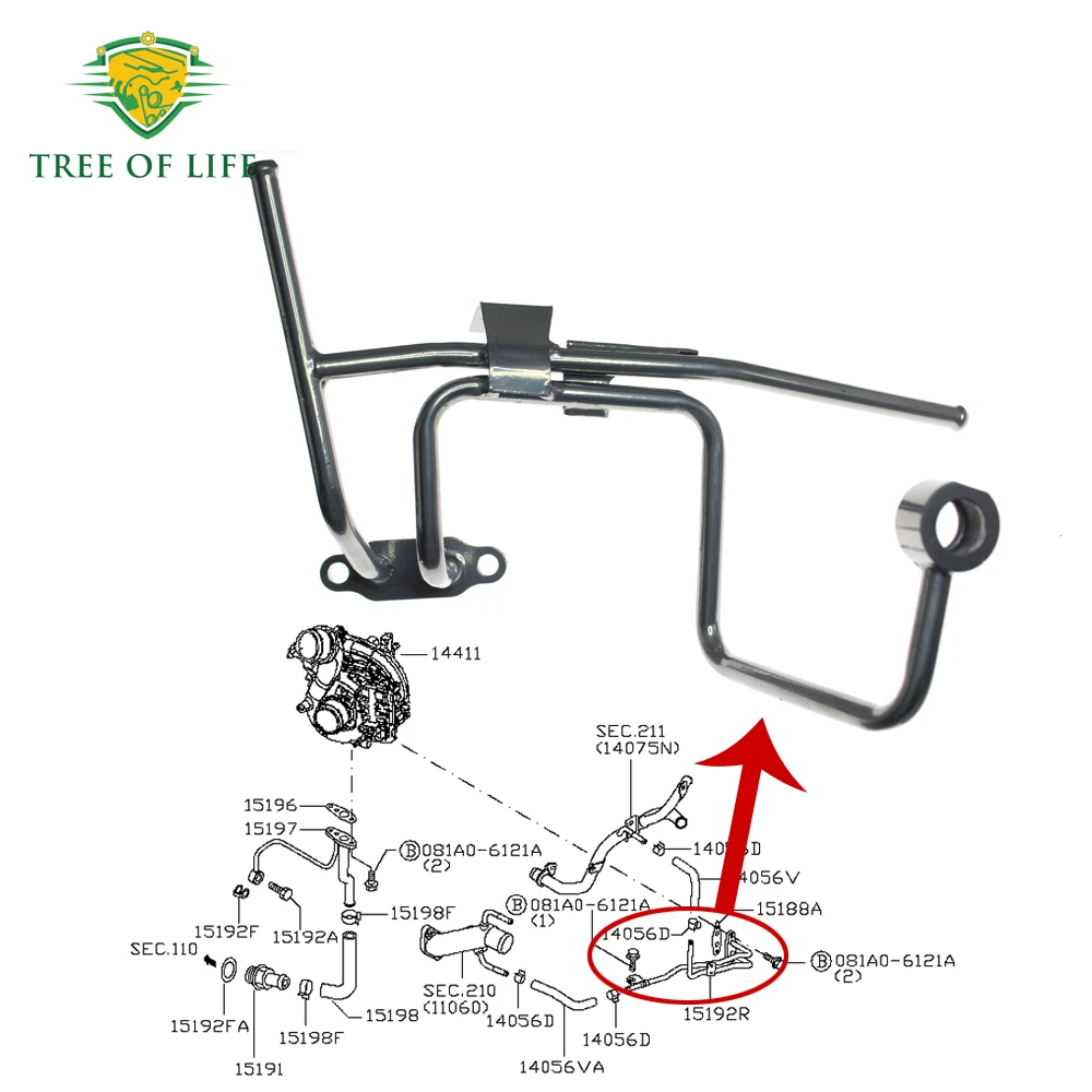 Turbocharger Water Outlet Tube Pipe For Nissan Navara II D40T YD25 2006 2007 2008 2009 2010 2011 2012 TUBE ASSY-WATER OUTLET