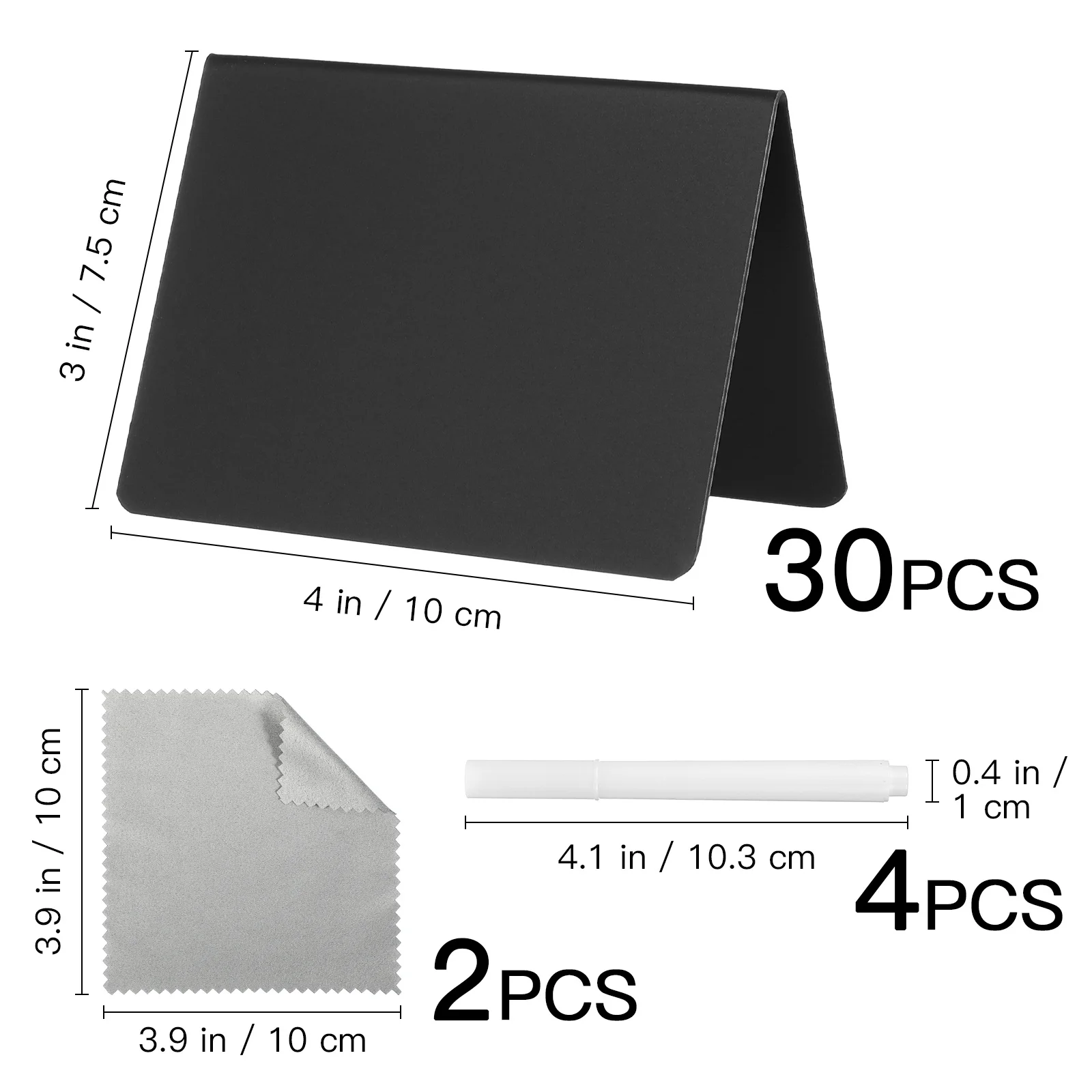 30Pcs Small Blackboard Signs Mini Double Sided Chalkboards Matte Plastic Writing Boards for Table Numbers Food Labels