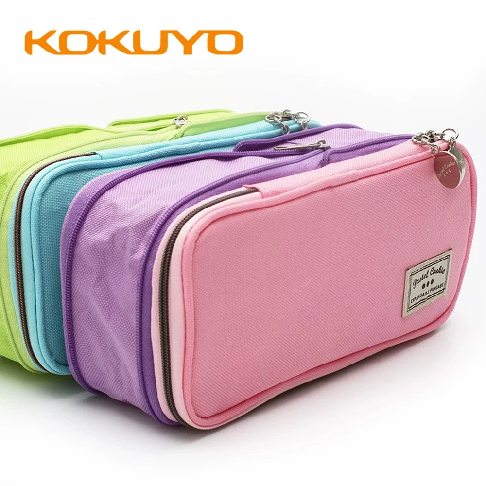 1 Stück Japan KOKUYO Bleistiftbeutel mit großem Fassungsvermögen WSG-PCC12 Einfache und langlebige Schreibwarentasche mit Gitteroptik und doppeltem Reißverschluss