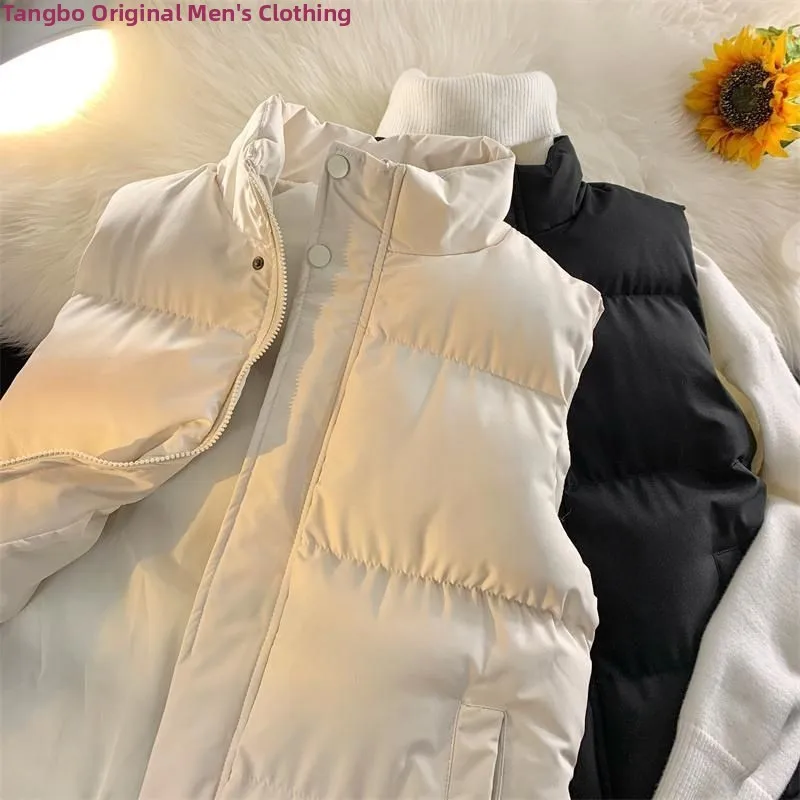 

Trendy Stand Collar Thiened Slim Fit Men's And Women's Vest Korean Sle Autumn Winter Cotton Jaet Warm oulder Pad
