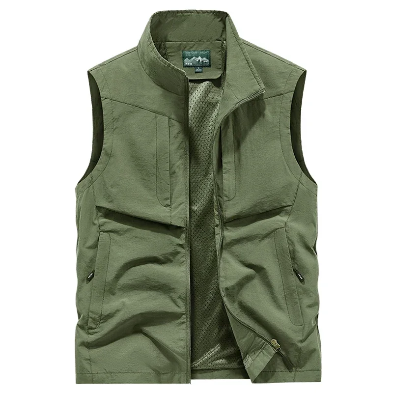 Plus Size 7XL 8XL Men’s Fishing Vest Outdoor Quick-Dry Hunting Travel Gym Jogging Running Sport Sleeveless Mesh Waistcoat Jacket