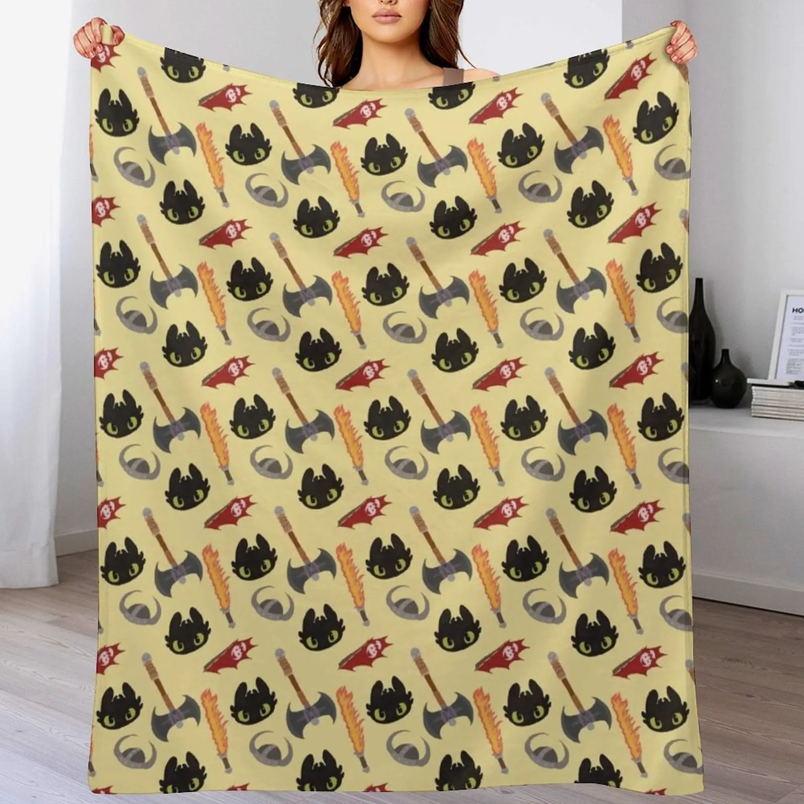 How to Train Your Dragon Repeat Pattern Throw Blanket Beautifuls Decorative Throw warm for winter Weighted Blankets