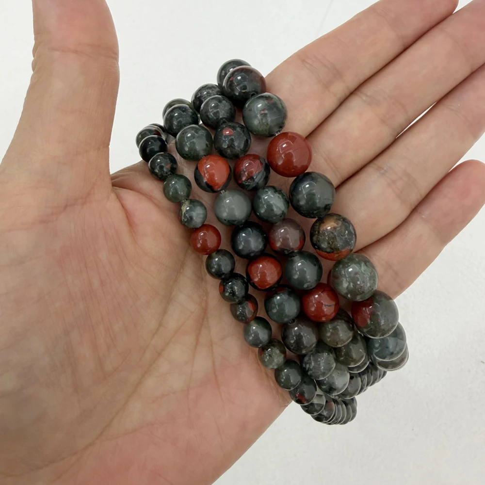 Natural African Bloodstone Round Gem Beads 15