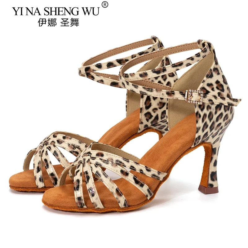 New Latin Dance Shoes Girls Women Ballroom Tango Soft Bottom Dancing Shoes for Ladies Party Salsa Sandals 5/7cm Heel