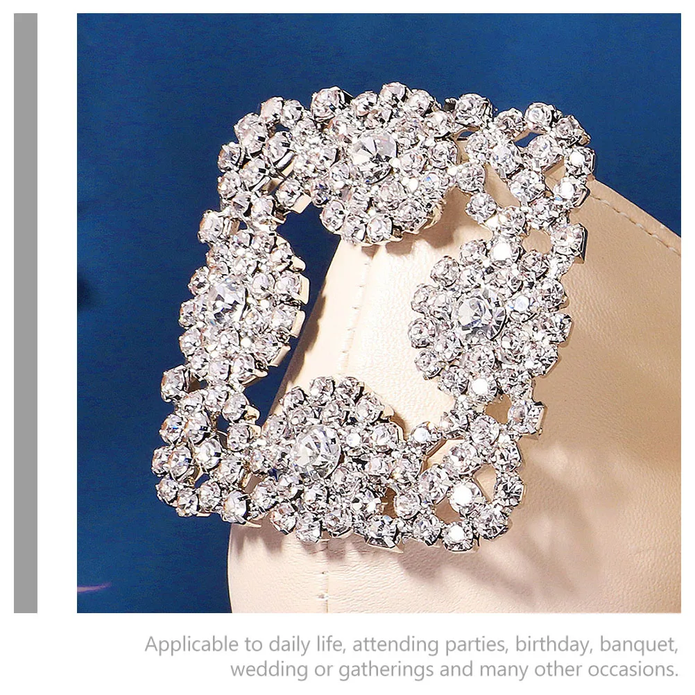 

Bridal Shoe Clips Square Rhinestone Buckle Decor Accessories Wedding Party Shiny Alloy Charm Removable Jewelry Shoe Charms