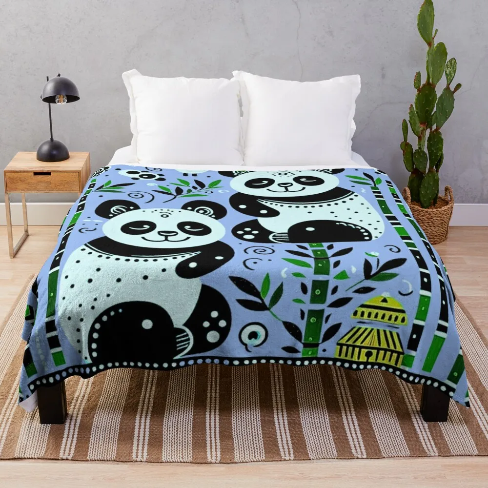 

2 pandas with bamboo forest Throw Blanket wednesday Winter beds Giant Sofa Blankets