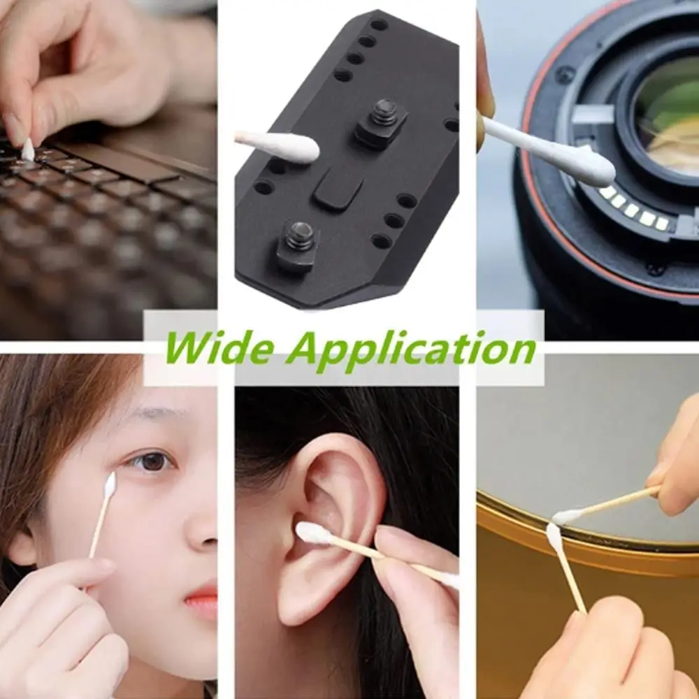 أعواد قطنية متينة برأس مزدوج، أعواد خشبية مبطنة، مسحات قطنية متعددة الأغراض للتنظيف، مسحات قطنية لمستحضرات التجميل #5