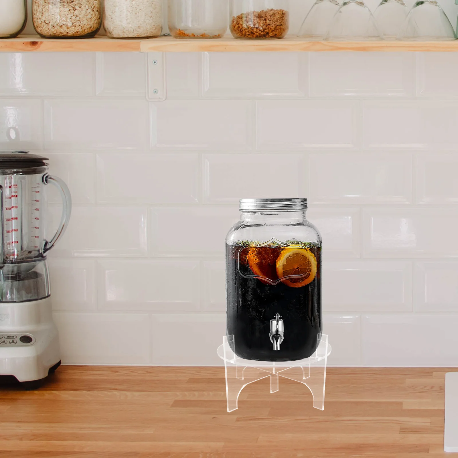 حامل موزع المشروبات من الأكريليك الشفاف لعصير الشاي والكوكتيل وحانات الحفلات والمقاهي والوجبات الخفيفة وصواني تقديم للحفلات