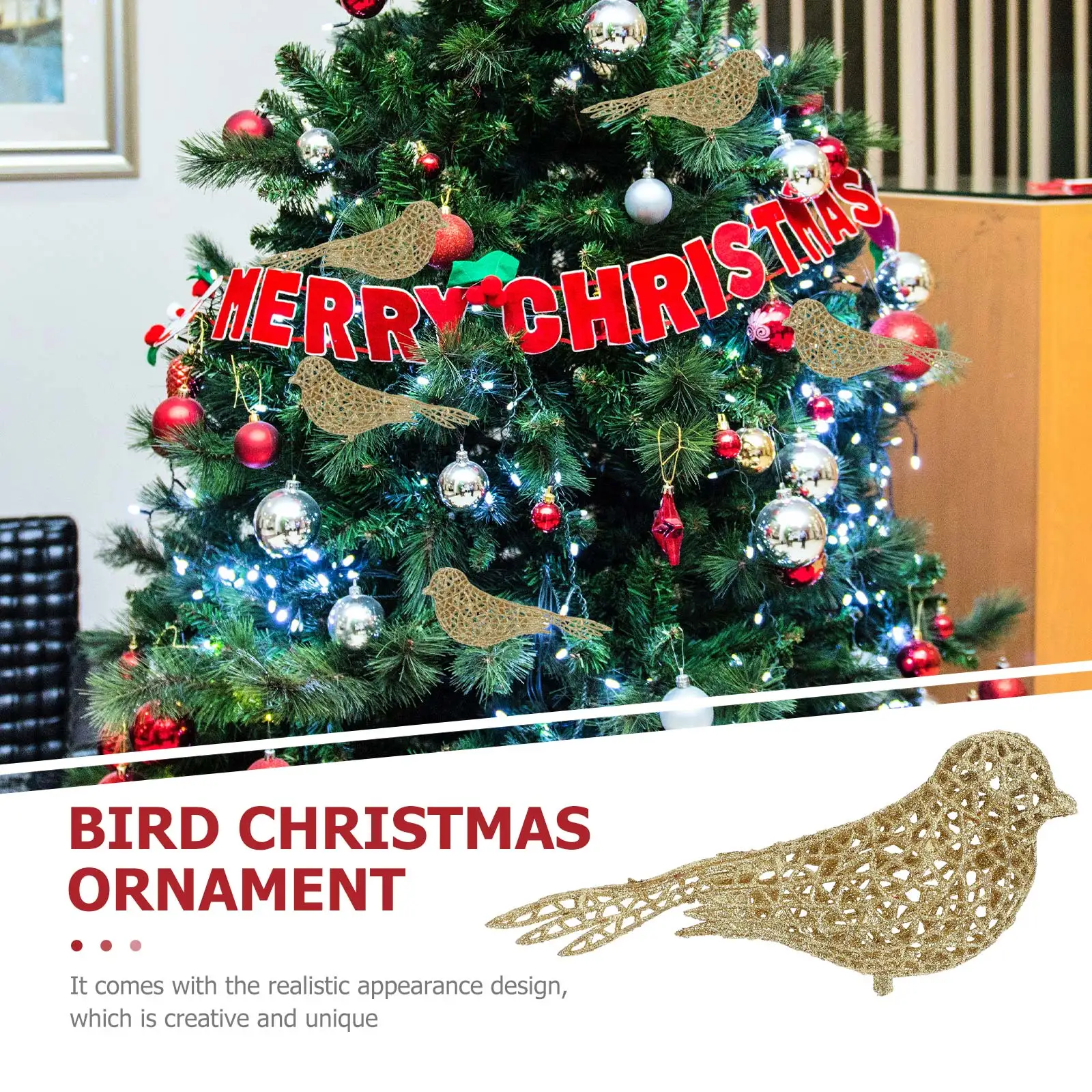 

5pcs Exquisite Christmas Tree Creative Xmas Bird Multi-Purpose Clip Type Scene Decor Festival Style Ornament Christmas Birds