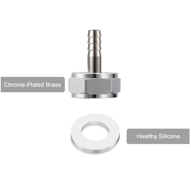 Keg Coupler Barb Connector,8mm O.D. Homebrew Kegerator Sankey Couplers Liquid Beer Line Nipple Fitting with G 5/8 Thread Hex Nut