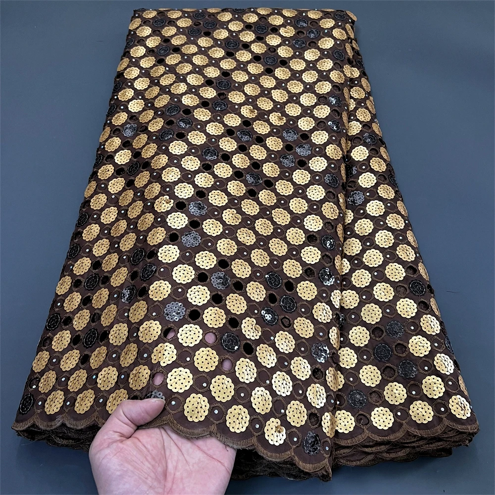 

2025 High Quality African Nigerian Tulle With Sequins Embroidery Sewing Lace Fabric Beads Stone Prom Dresses 5Yards PS0025