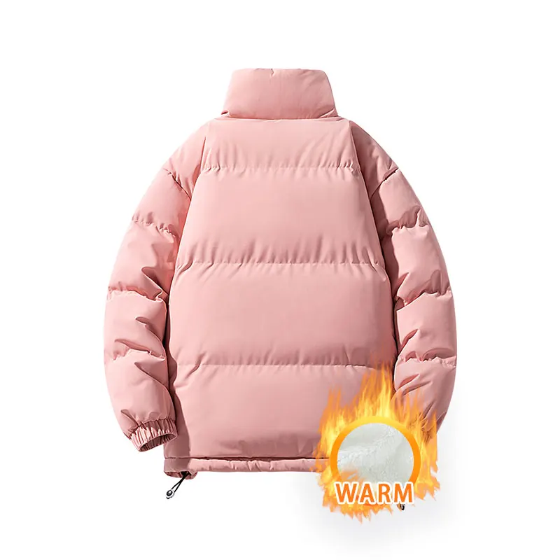 Couple Warm Jacket Warm Windproof Solid Color Stand Collar Casual Sports Jacket Winter Outdoor Casual Sports Running Warm Jacket