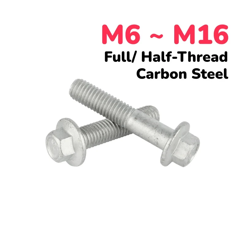 Grade 10.9 Carbon Steel Dacromet Hexagonal Flange Bolts Hex With Washer Screw M6 ~ M16 Full/ Half-thread