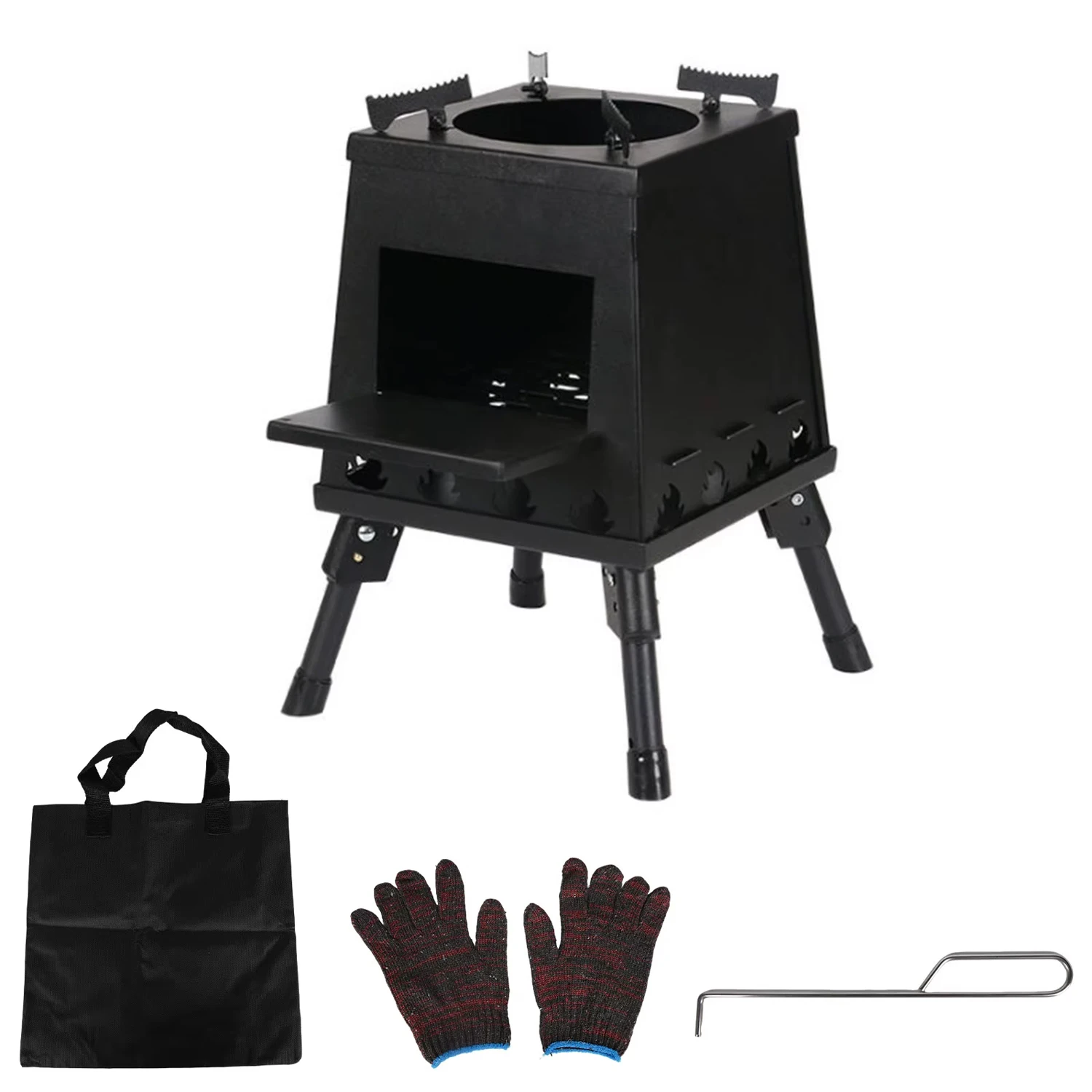 Réchaud de camping pliable avec supports de casseroles réglables et pieds pliables, réchaud extérieur pour cuisiner, faire bouillir de l'eau, barbecue