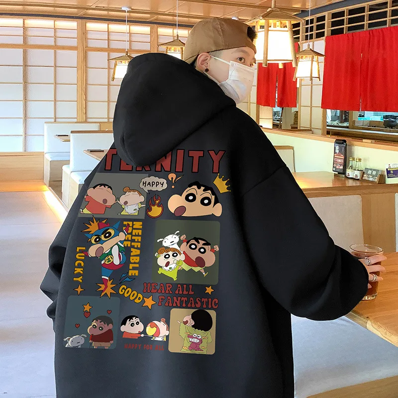 2024 New Crayon Shin Chan Hoodie Male Anime Cartoon Student Hoodie Fashionable Casual Trend Loose Fitting Pullover Couple Jacket