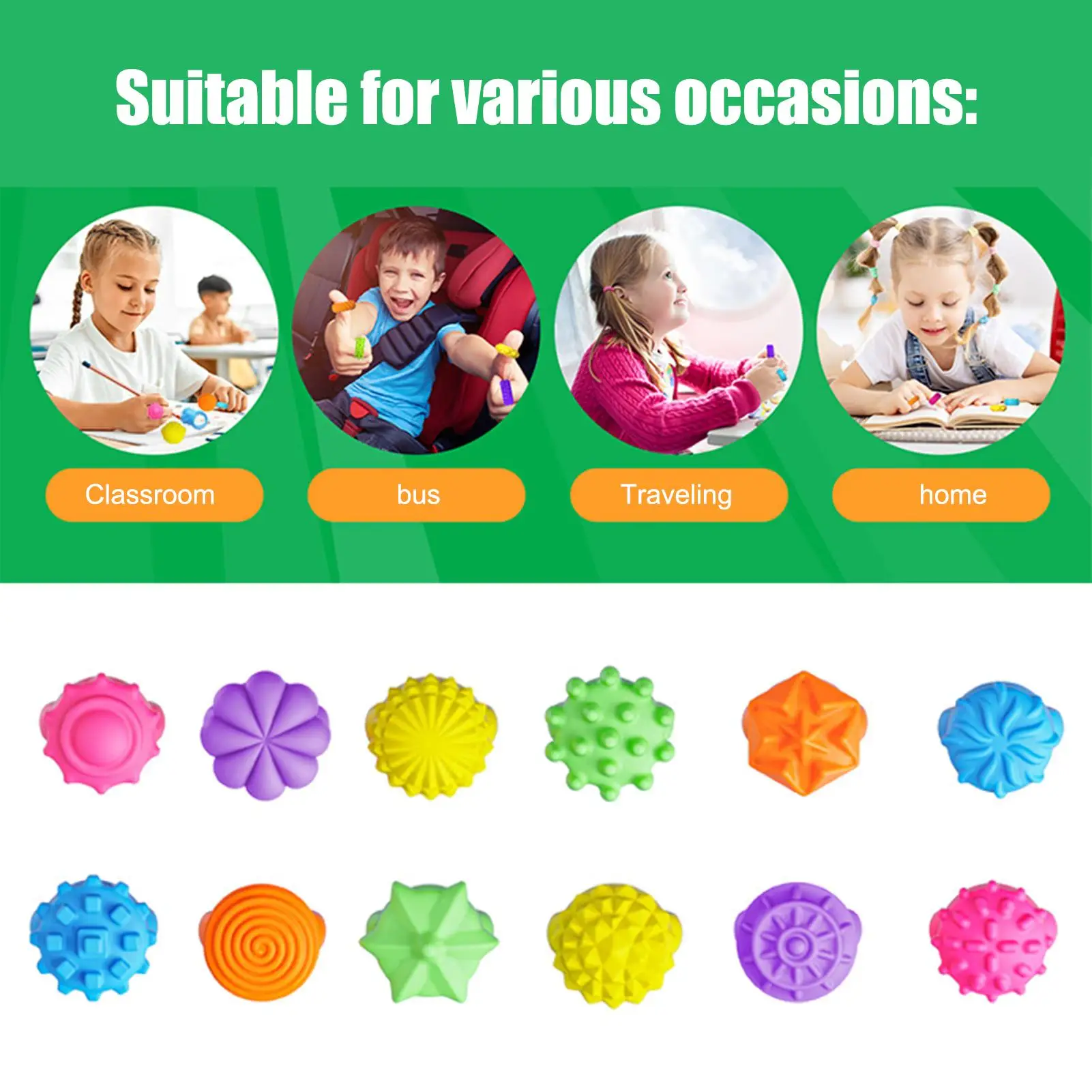 

Кольцо-непоседа, 12 шт., успокаивающие текстурированные кольца, силиконовые игрушки-непоседа для детей и взрослых, игры в классе, школа, дом, путешествия, релаксация