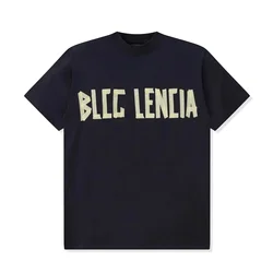 Style Heavyweight BLCG LENCIA Mens Summer Oversize 100% Cotton Fabric Letter Print T-shirt Unisex Washed Vintage Tops BL111 2024