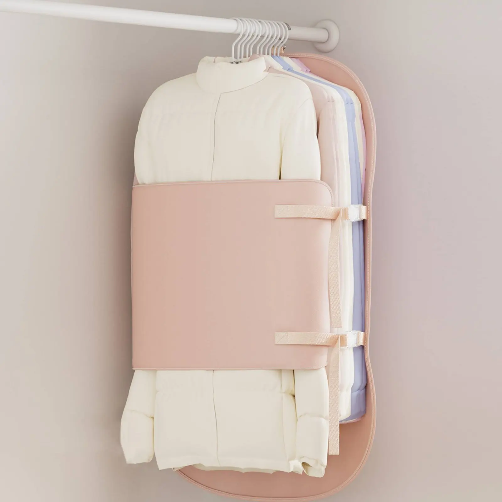 

Wardrobe Compression Board Adjustable Straps Closet Space Optimizer Board Hanging Clothes Compactor Wrinkle without Wrinkles