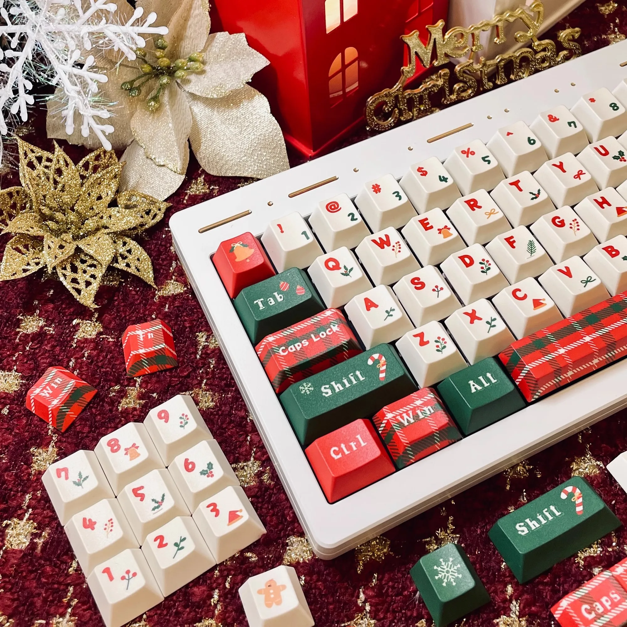 Christmas Ginger candy Theme PBT Keycaps Cherry Profile For Machanical Keyboard