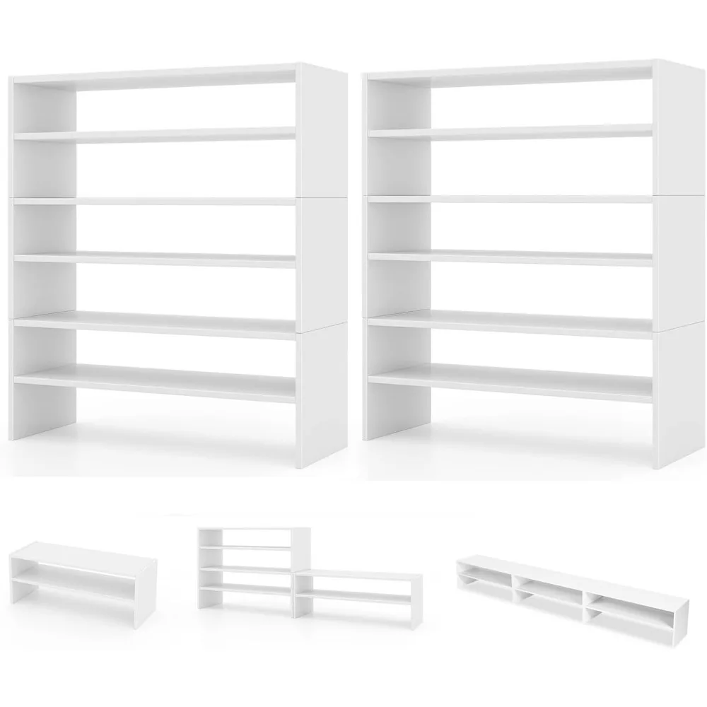 White Shoe Rack, 6-Tier Stackable Shoes Shelf for Closet, 31