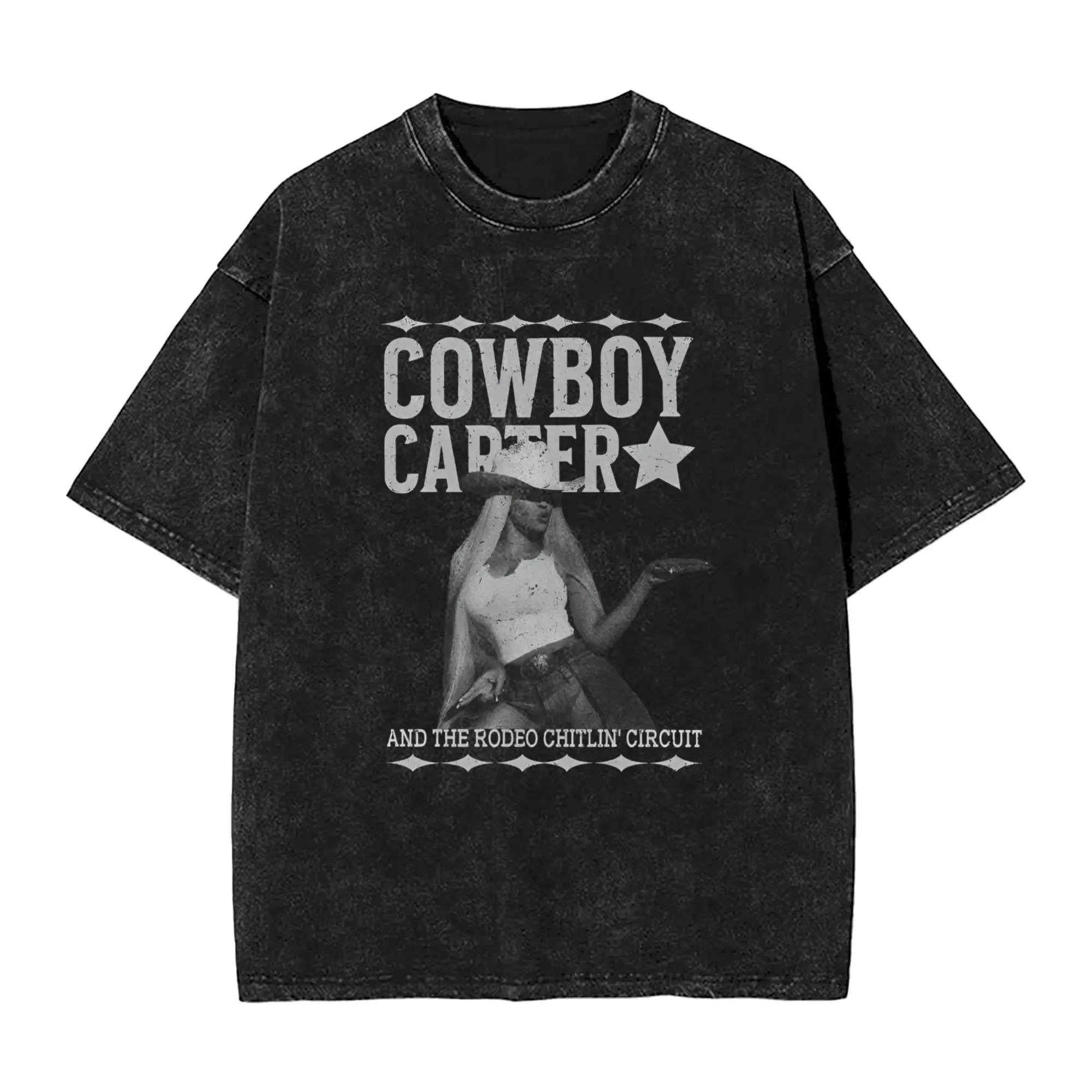 Beyonce Men's T Shirt Washed Cowboy Carter Outfits Retro Tee Shirt Short Sleeve O Neck T-Shirts 100% Cotton New Arrival Clothes