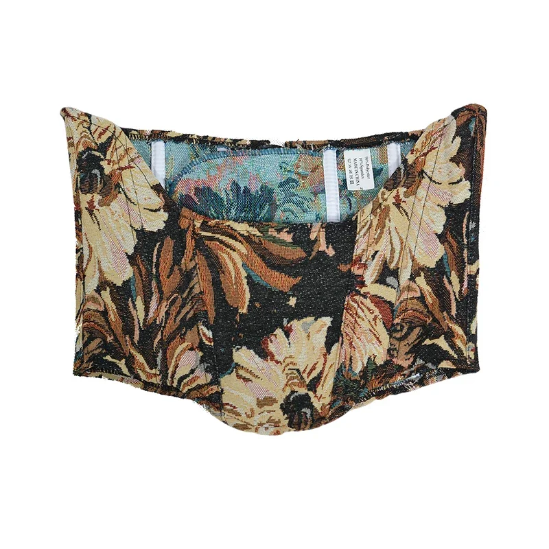 

Floral Print Monet Oil Painting Sexy Undeerbust Corset Female Underwear Backless Bustier Waist Trainer
