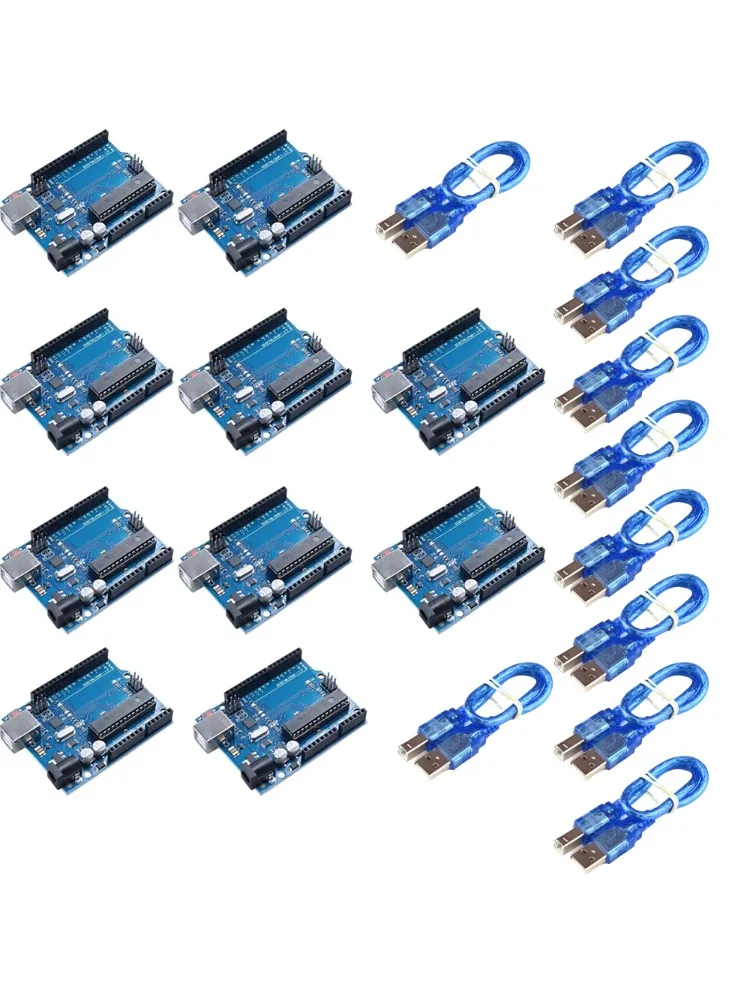 10 sztuk UNO R3 płytka rozwojowa ATMEGA328P CH340 ATEGA16U2 kompatybilna z Arduino z kablem 10 sztuk DIP ATMEGA328P CH340G 16MHz — zdjęcie 2