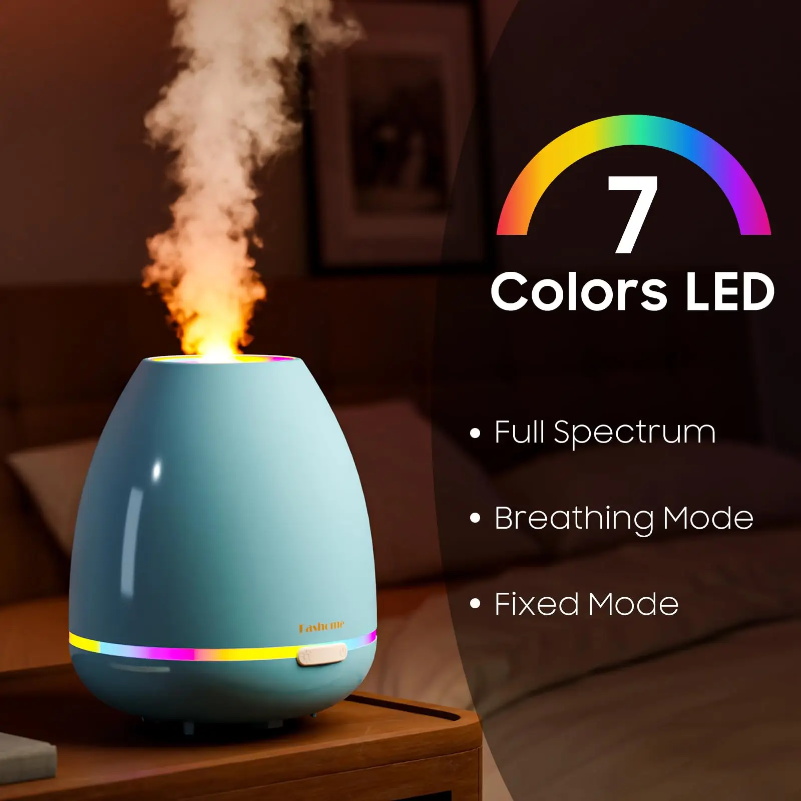 

300ml Ultrasonic Aromatherapy Essential Oil Diffuser Cool Mist Quiet Aroma Humidifier with 7 Color LED Light for Home Office