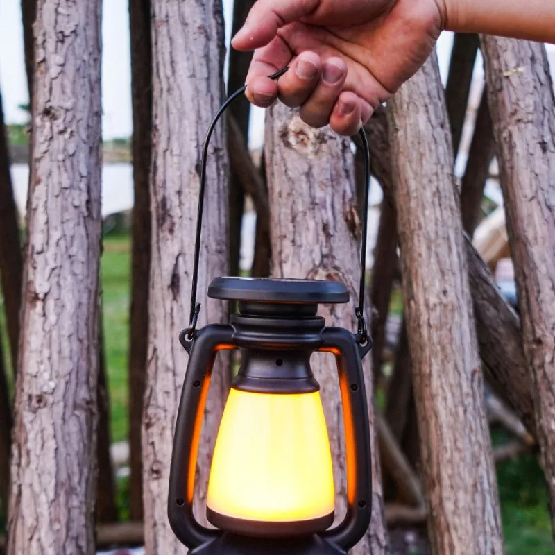 Linterna de Camping portátil recargable por USB, lámpara colgante de carga de energía Solar, atenuación continua de luz fría y cálida