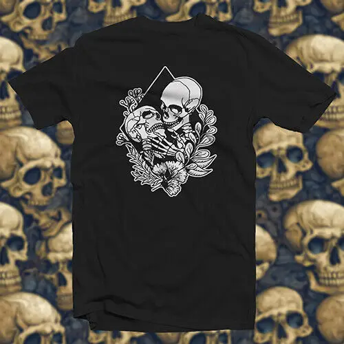 

The Lovers COTTON T-SHIRT Skeleton Skull Goth Gothic Dark Emo