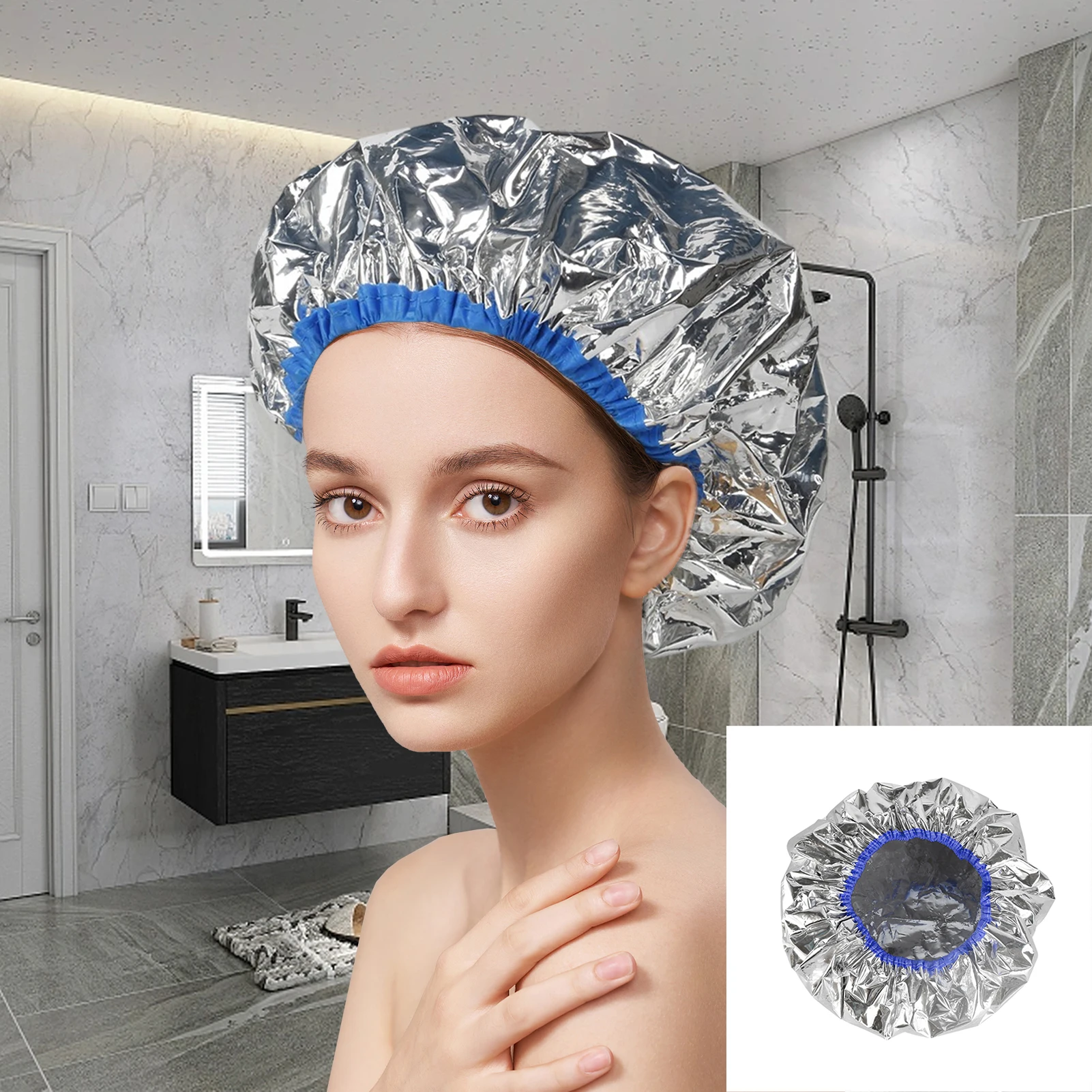 Aluminum Foil Hair Heat Cap Deep Conditioning Heat Cap For Hair Coloring Hair Dye Cap Heat Shower Cap Reusable Hair Processing