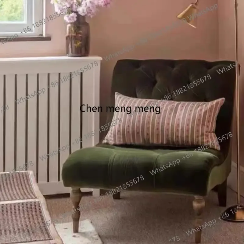 

American retro home leisure living room single sofa French bedroom balcony solid wood sofa chair fabric small apartment