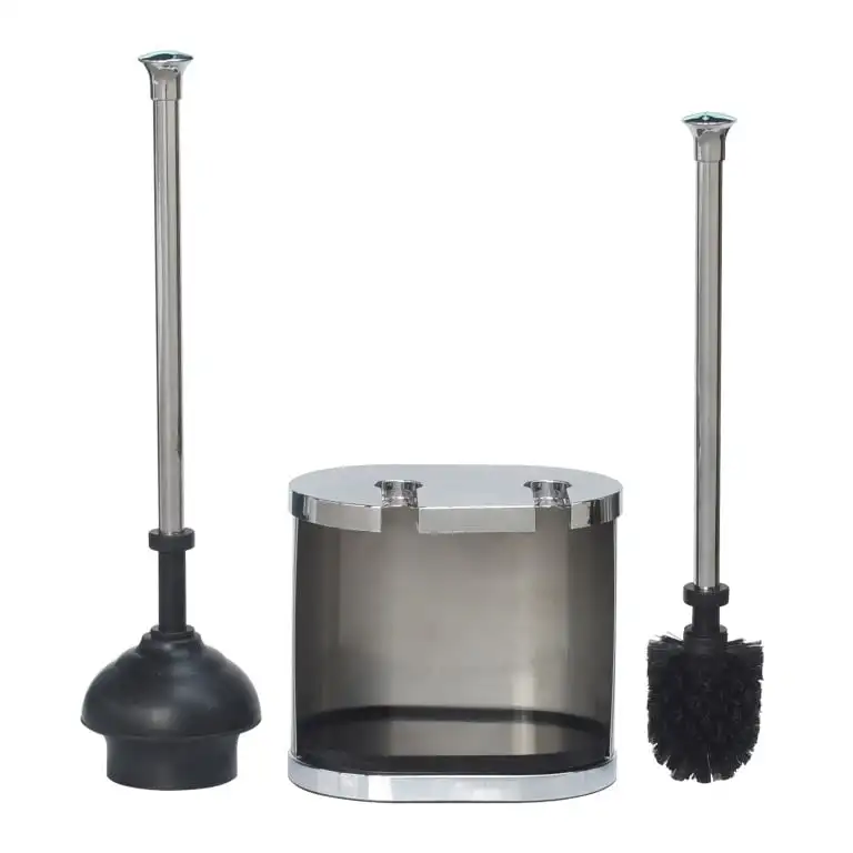 

Metal Toilet Brush and Plunger Set, Brushed Nickel