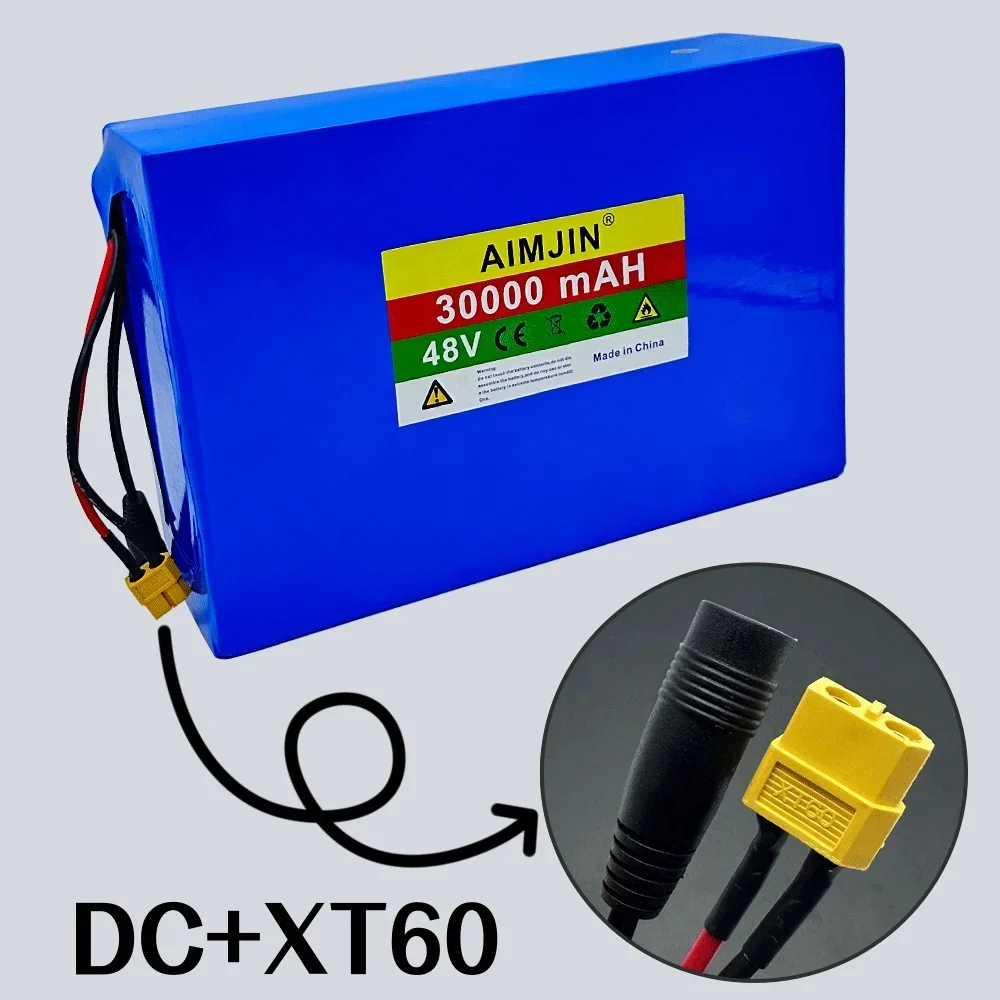 18650 13S8P 48V 30Ah Li-ion 2000W Battery Pack with BMS Suitable for Electric Bicycles Scooters Small Motorcycl+54.6V 2A Charger