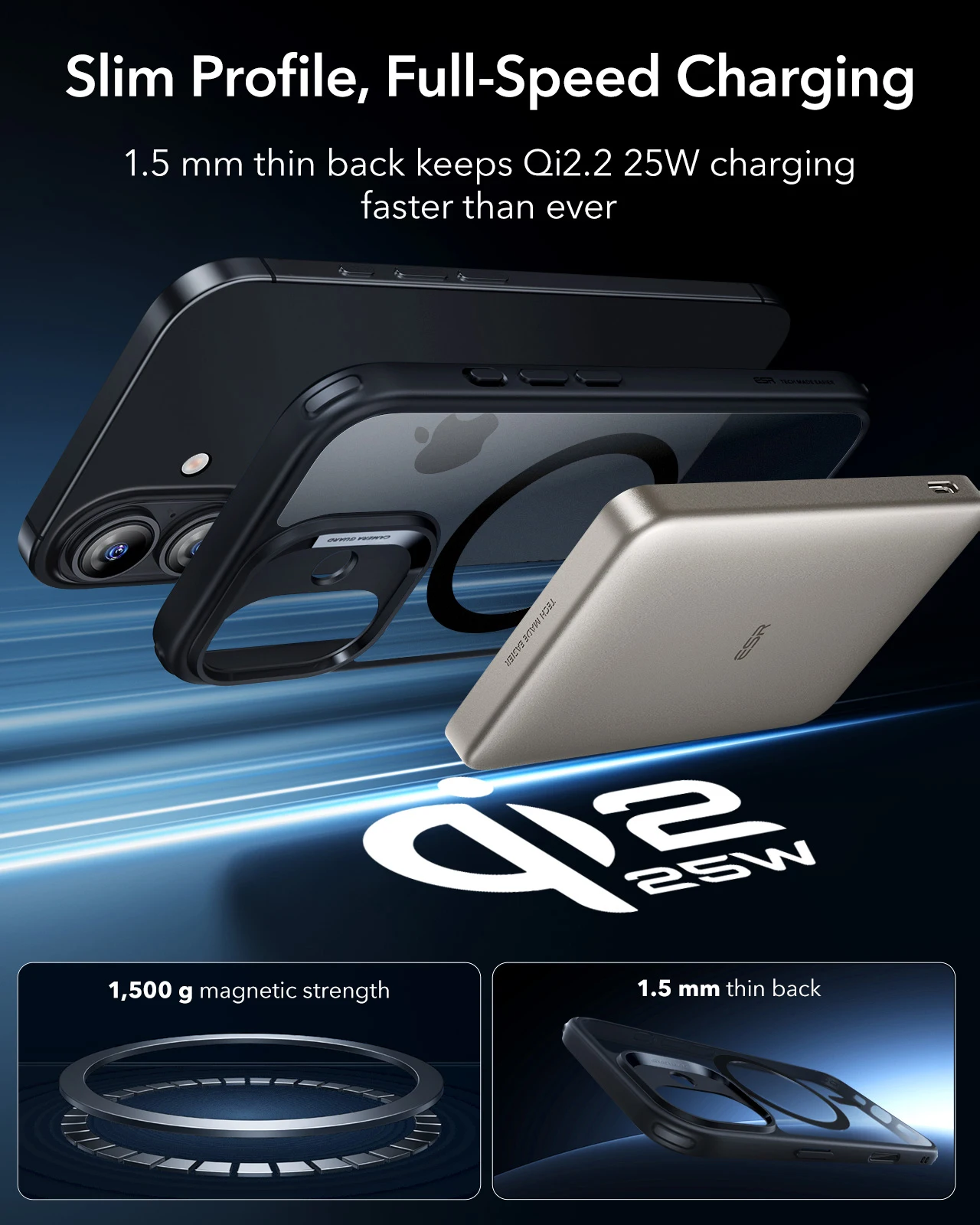ESR – magnetyczne etui na telefon do iPhone 18 Pro Max/18 Pro (2026), zapewniające ochronę na poziomie wojskowym, oraz tylna obudowa do iPhone 17/16/serii Air. — zdjęcie produktu 5