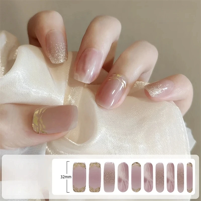 2 Stks/doos Luipaard Korea Semi-Uitgeharde Gel Nagelstrips Langdurige Ster Volledige Dekking Uv Licht Gel Uitgeharde Wraps Manicure Diy Decoratie