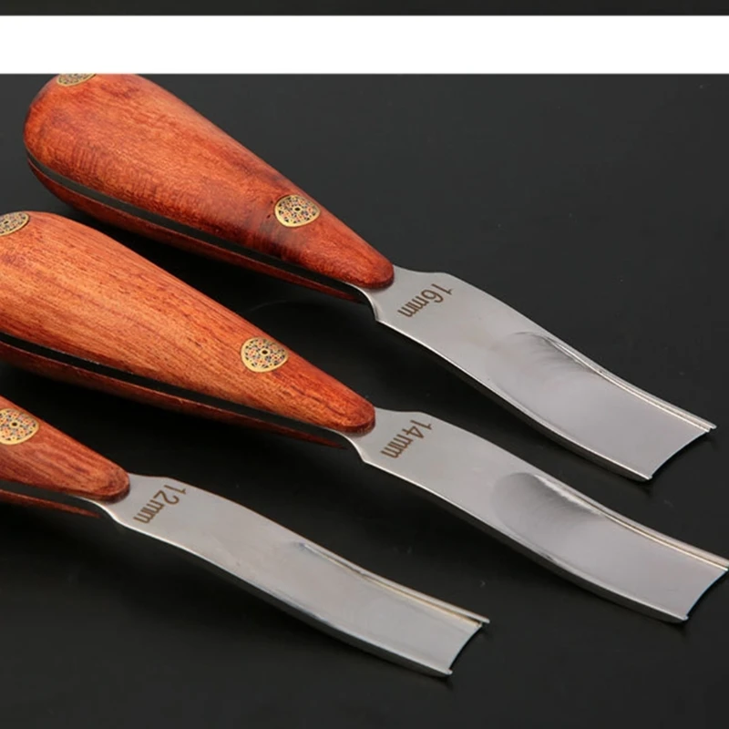 Wooden Handle Leathercraft Edges Beveler Wide Mouth Leathercraft Shovel Thin Knife Leathercraft Edges Trimming Tools image 4