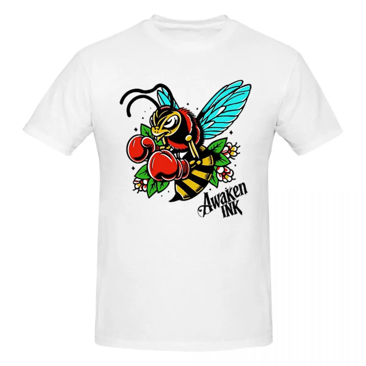 Boxing Wasp Awaken Ink Tattoos Men T-Shirt Classic Oversized T Shirts Men's Crew Neck Cotton Tees Short Summer Male