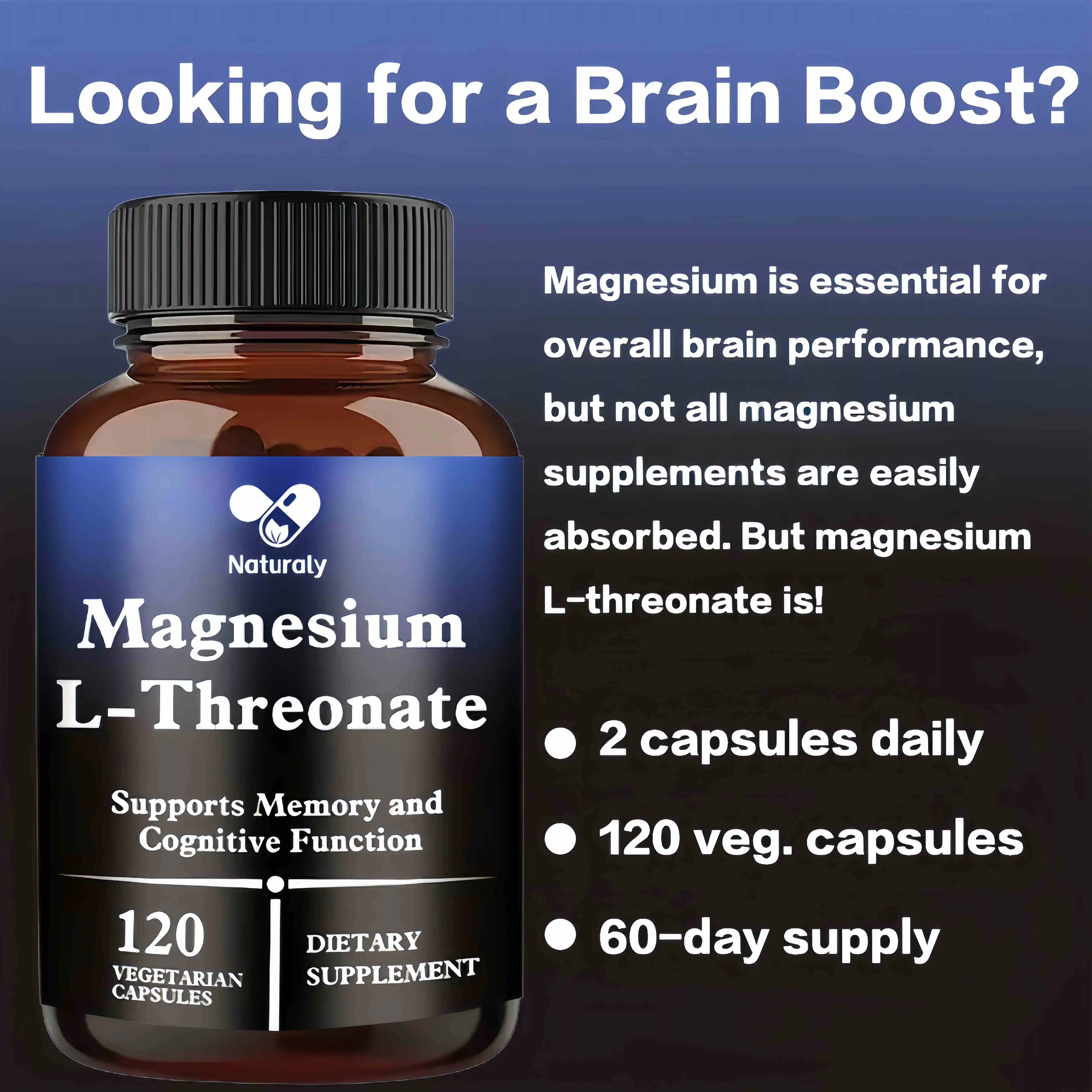 Magnesium L-Threonate Supplement – Promotes Brain Health, Improves Memory and Concentration