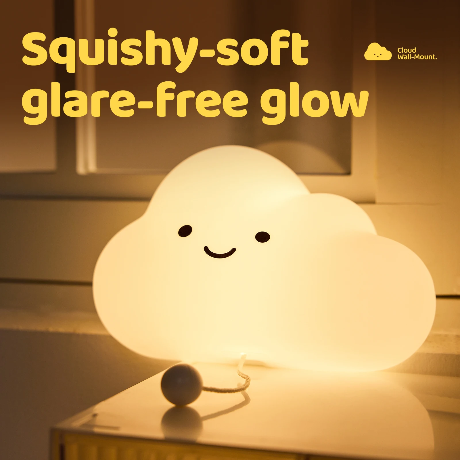 Cloud Night Light, Soft Silicone Hanging Lamp, USB Rechargeable, Dimmable Ambient Light, Wall Decor, Birthday Gift for Girls