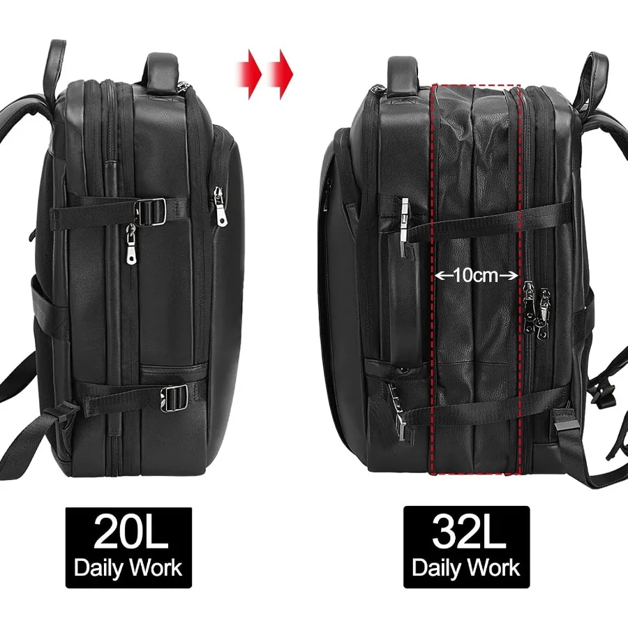 حقيبة ظهر للكمبيوتر المحمول مقاس 15.6 بوصة من Masa Kawa للرجال قابلة للتوسيع 36L حقيبة سفر للأعمال Daypack حقيبة عطلة نهاية الأسبوع #4