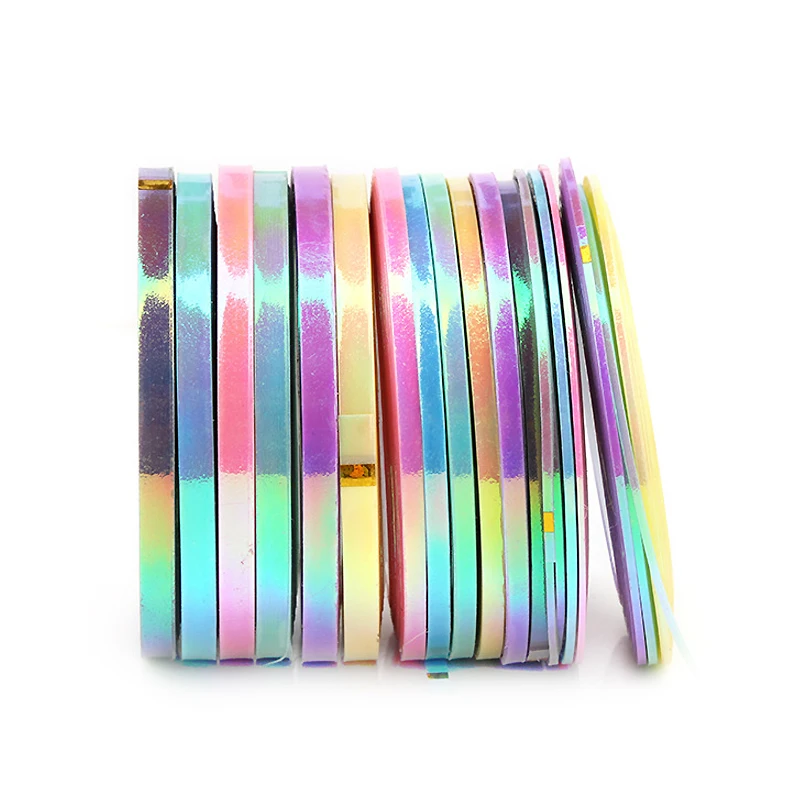 Adhesive Nail Art Striping Tape, Line Stickers, Mermaid, Candy Color, Decals Rolls for Manicure, 6Pcs