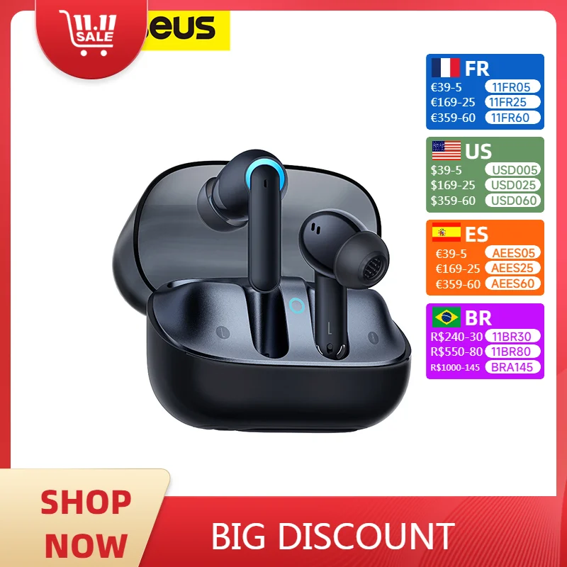 Игровые беспроводные наушники Baseus G10, 25 мс, с низкой задержкой, с двойным подключением, Bluetooth 5,3, пространственные аудио TWS наушники