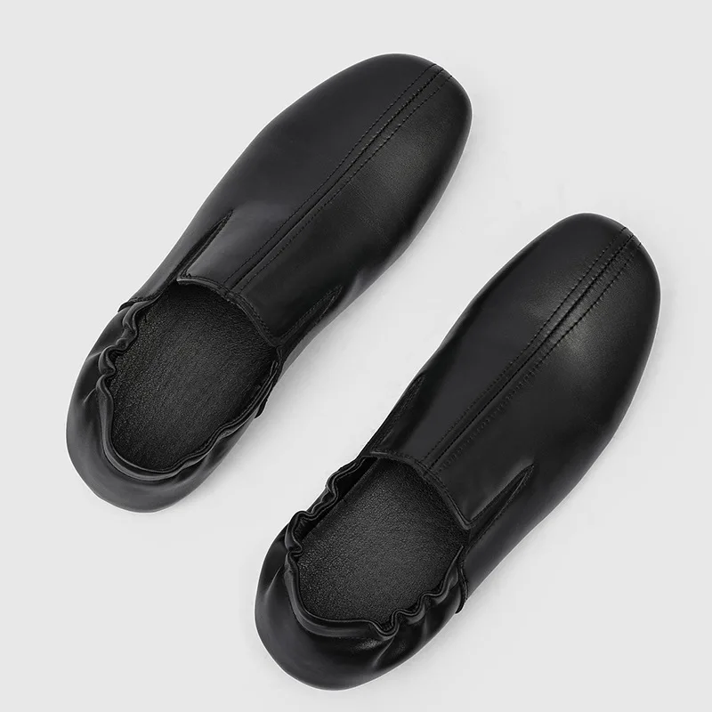 Brand Men Casual Shoes Slip On Flats Low Loafers Leather Solid Luxury Designer 2026 New Fashion Work Men's Shoes Summer