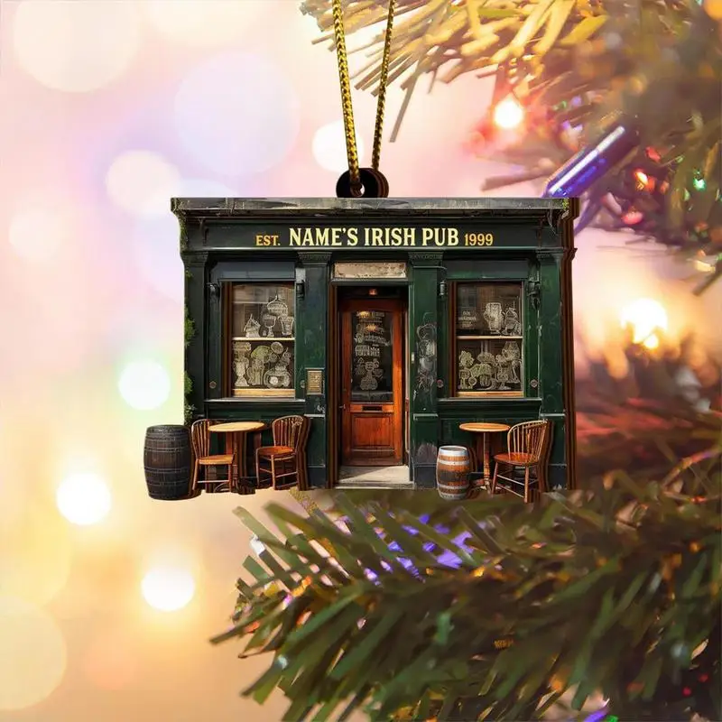 

Irish Pub Ornament Irish Pub St Patrick's Day Christmas Tree Decorations Rear View Mirrors Ornament Ireland Green Ornaments